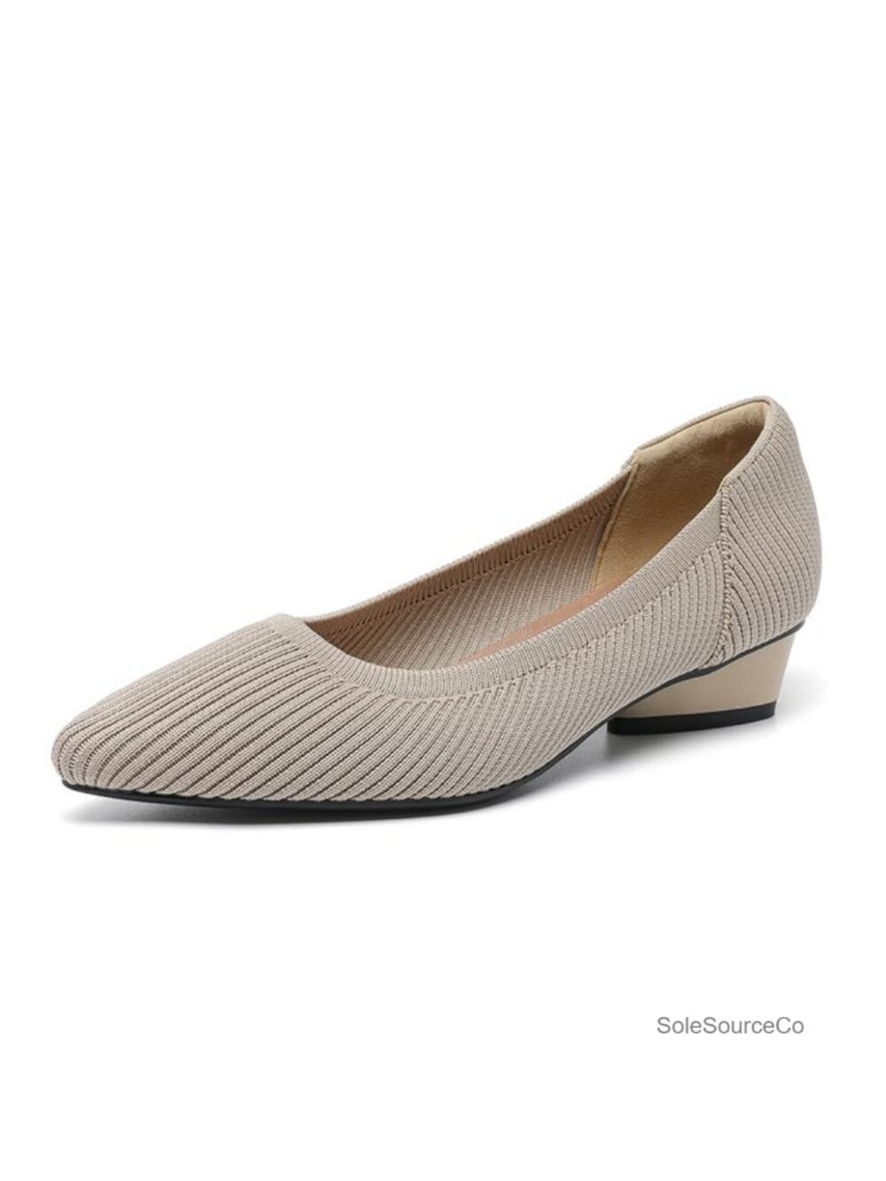 Women's Low Chunky Heel Knit Pumps Closed Toe Office Dressy Comfortable Shoes